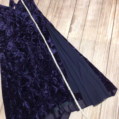 Roman Originals Purple Velvet Cross Back Strap Long Dress Size 18