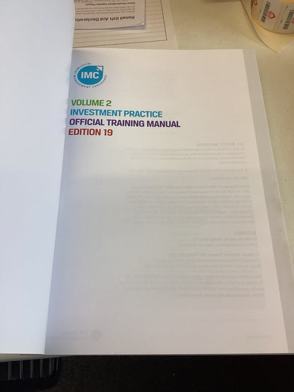 Investment Environment Official Training Official Training Manual Volume 1 and Volume 2 Edition 19