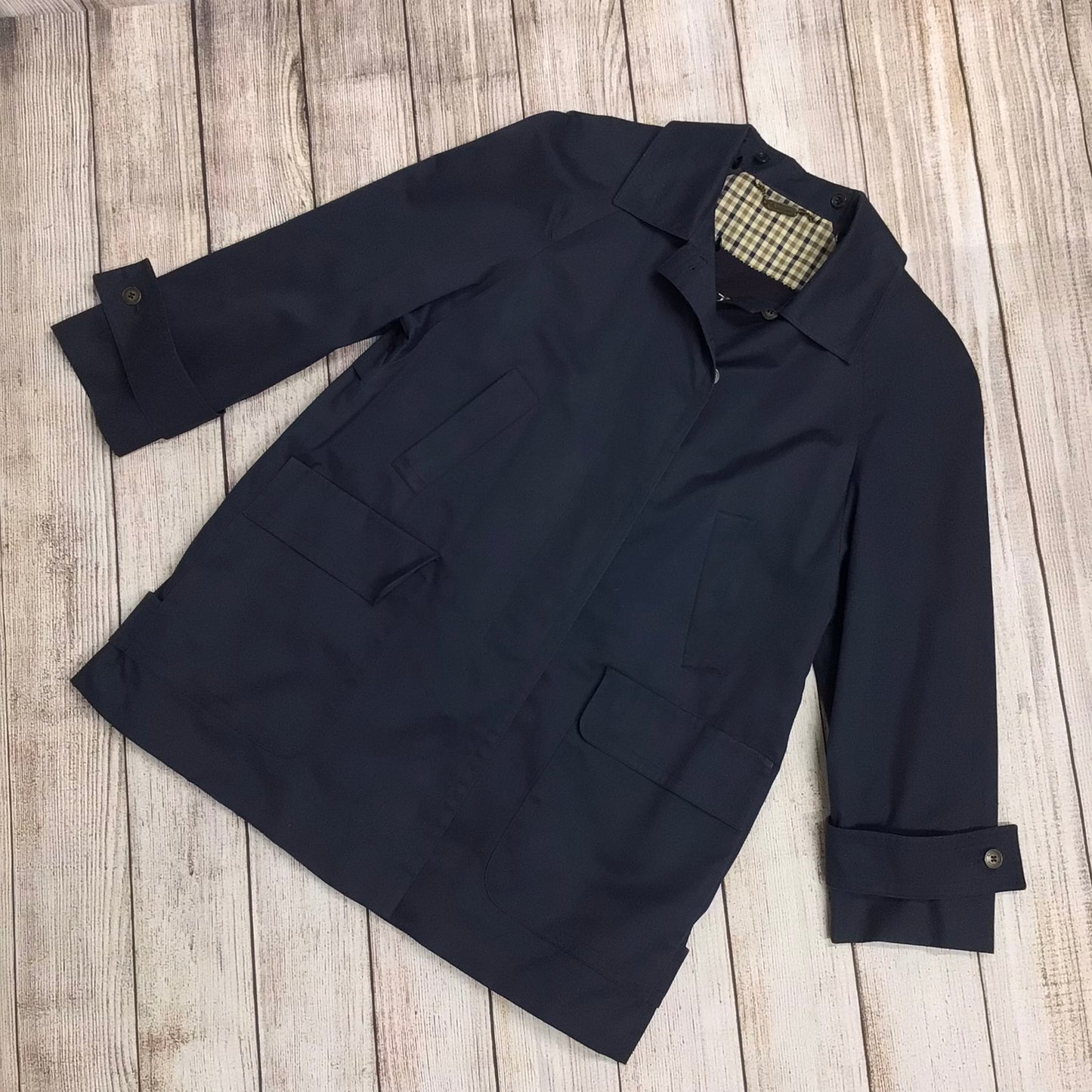 Aquascutum Navy Blue Short Trench Coat Size 12