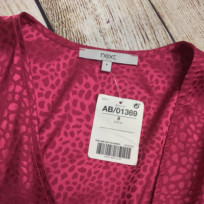 BNWT Next Pink Animal Print Long Sleeved Wrap Top Size 8
