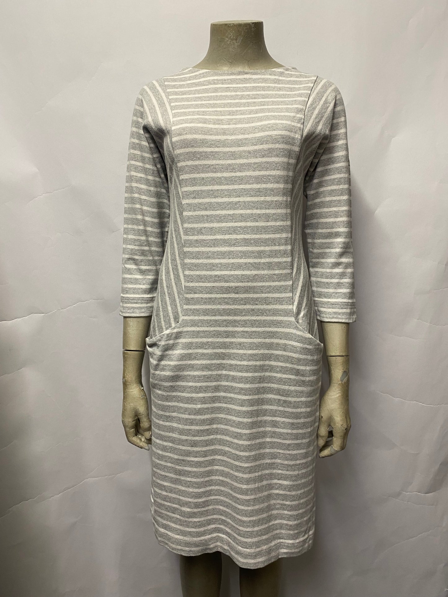 Joules Grey and White Stripe Cotton Dress 8