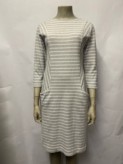 Joules Grey and White Stripe Cotton Dress 8