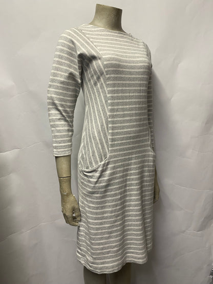 Joules Grey and White Stripe Cotton Dress 8