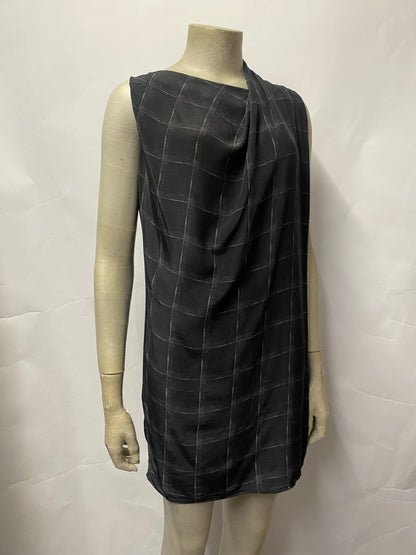 All Saints Black and Grey Sleeveless Silk Tunic Dress 8