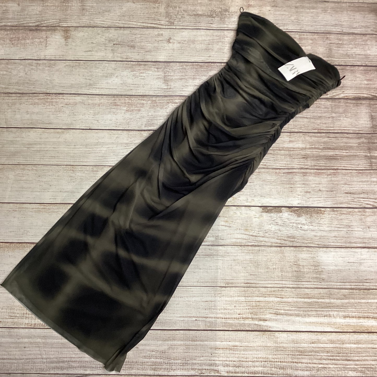 BNWT Zara Black Green Sheer Middle Strapless Dress Size M