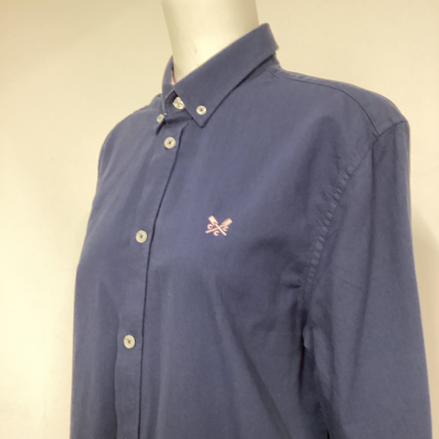 BNWT Crew Clothing Company Navy Blue Classic Fit 100% Cotton Shirt Size M