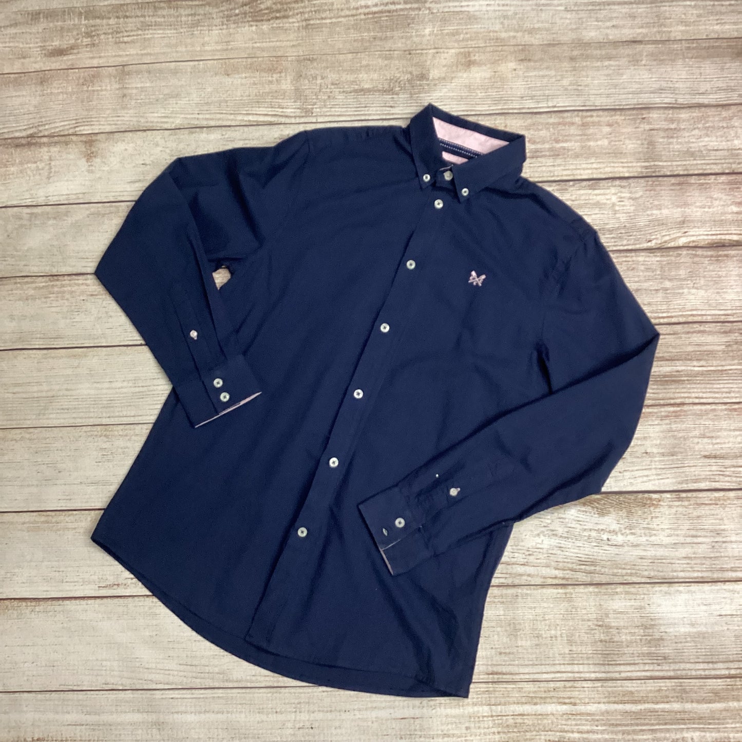 BNWT Crew Clothing Company Navy Blue Classic Fit 100% Cotton Shirt Size M