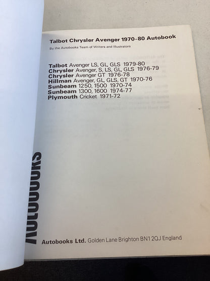 Talbot Avenger Owners Workshop Manual 1970 - 1980 OWM 820