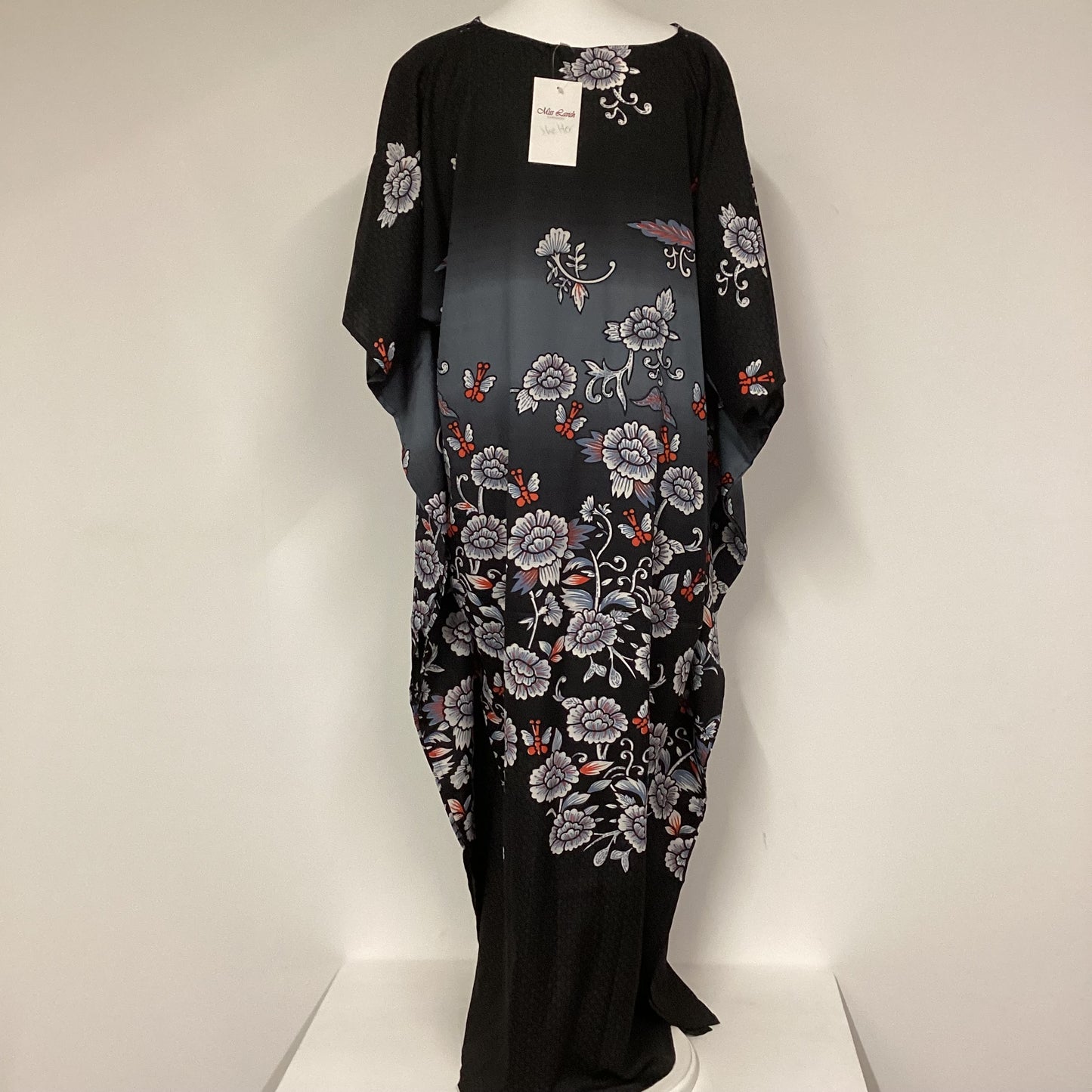 BNWT Miss Lavish Black Floral Print Kaftan Dress Size 18-22