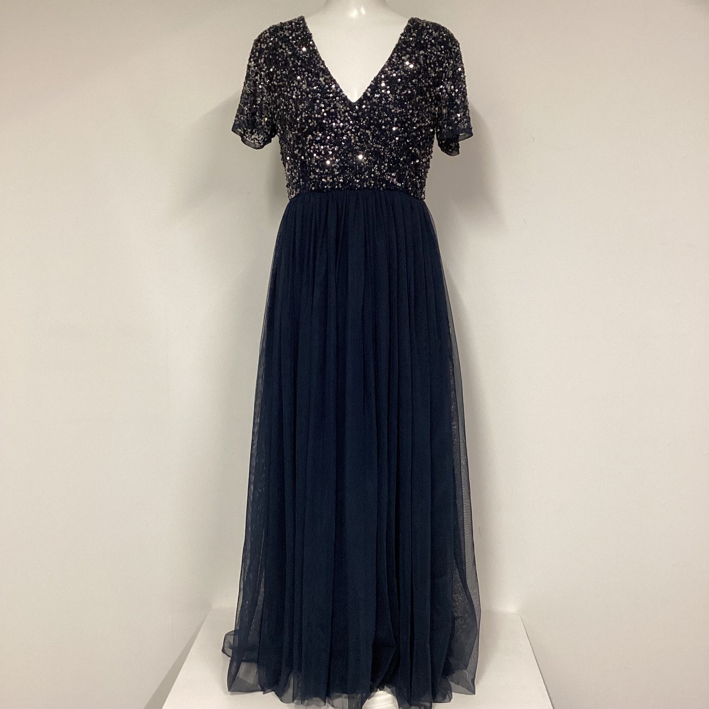 BNWT Maya Deluxe Petite Navy Sequin Occasion Dress Size 10