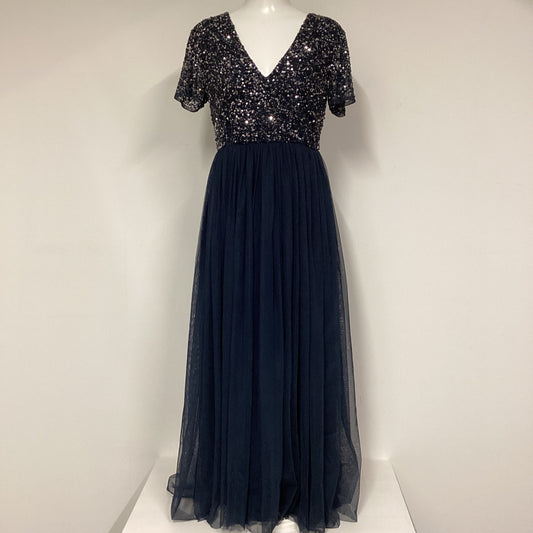 BNWT Maya Deluxe Petite Navy Sequin Occasion Dress Size 10