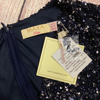 BNWT Maya Deluxe Petite Navy Sequin Occasion Dress Size 10