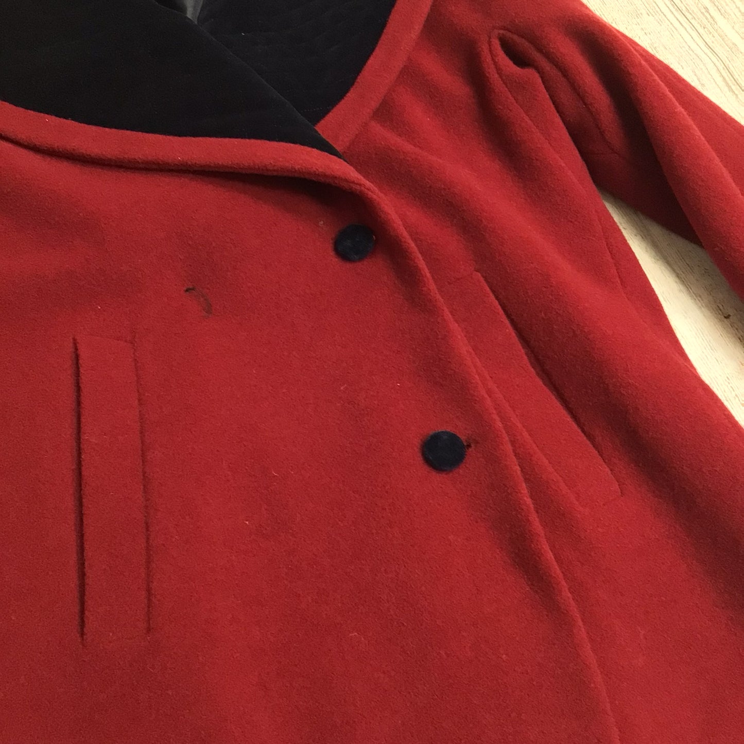 Vintage 1980s Red & Blue Wool Coat Size 12