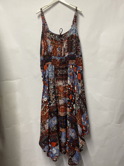 Joe Browns Red and Blue Patterned Maxi Dress 24