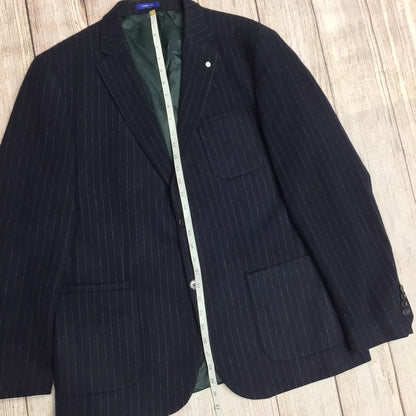 Peter Werth London N.1 Columbia Blue Striped Wool Blend Blazer Jacket Size 44