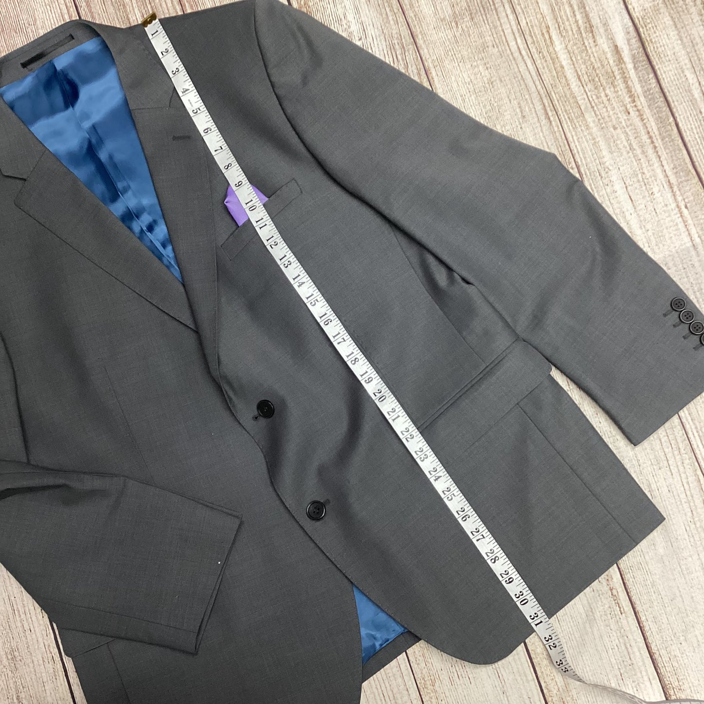 Santinelli 3 Piece Grey Wool Blend Suit Size 46/40