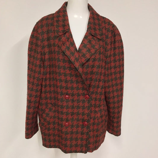 Vintage Murray Brothers Hawick Red & Green Dogtooth Wool Blazer Size 18