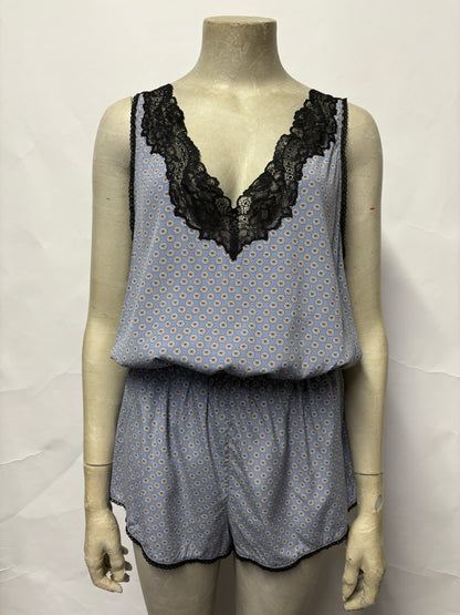 Stella McCartney Blue Daisy Print Silk Sleepwear M