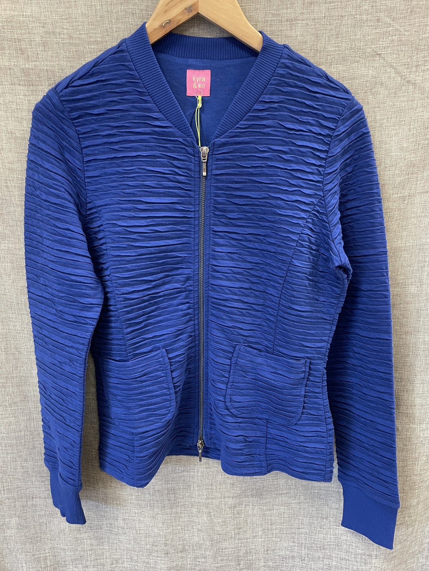 Kyra & Ko New with Tags Cobalt Blue Seersucker Long Sleeve Zipped Jacket Small