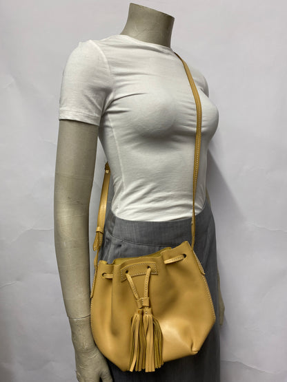 J Crew Beige Leather Bucket Crossbody Bag