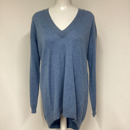 Fat Face Blue Wool Cashmere Blend V Neck Jumper Size 12