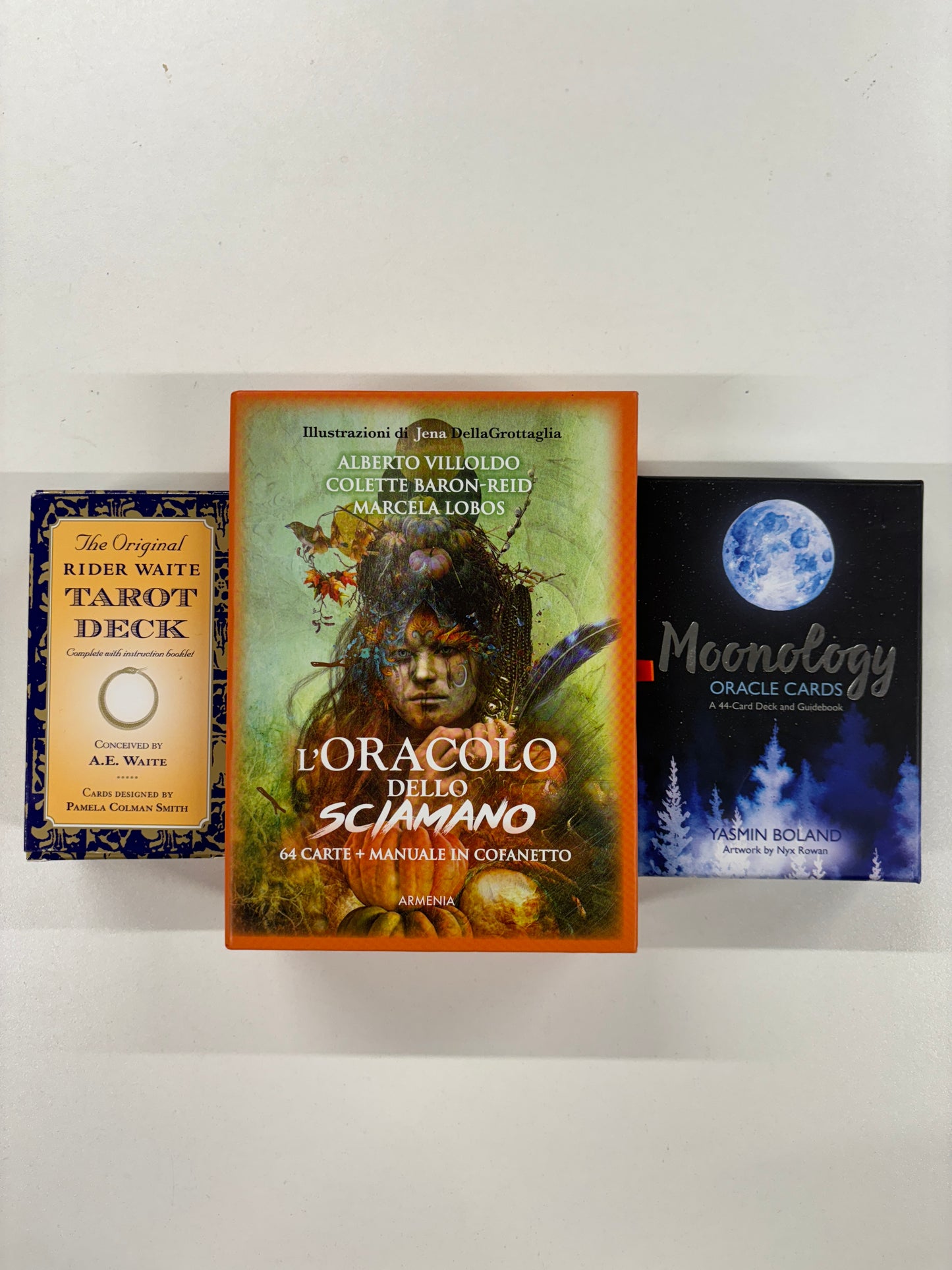 The Original Rider Waite Tarot Deck, Moonology and The Shaman's Oracle (Italian) Card Decks and Guides Bundle