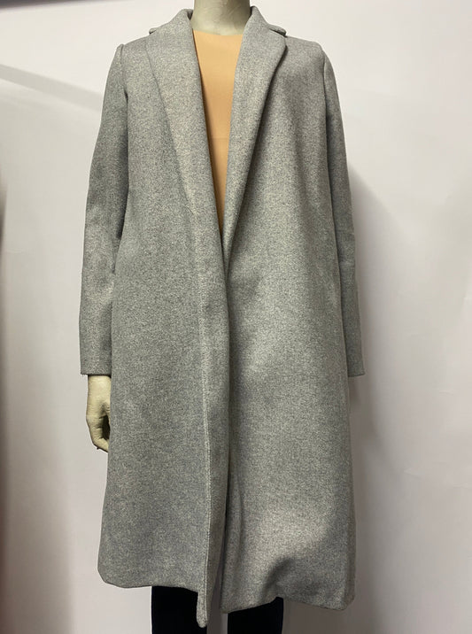 Zara Light Grey Buttonless Overcoat Large