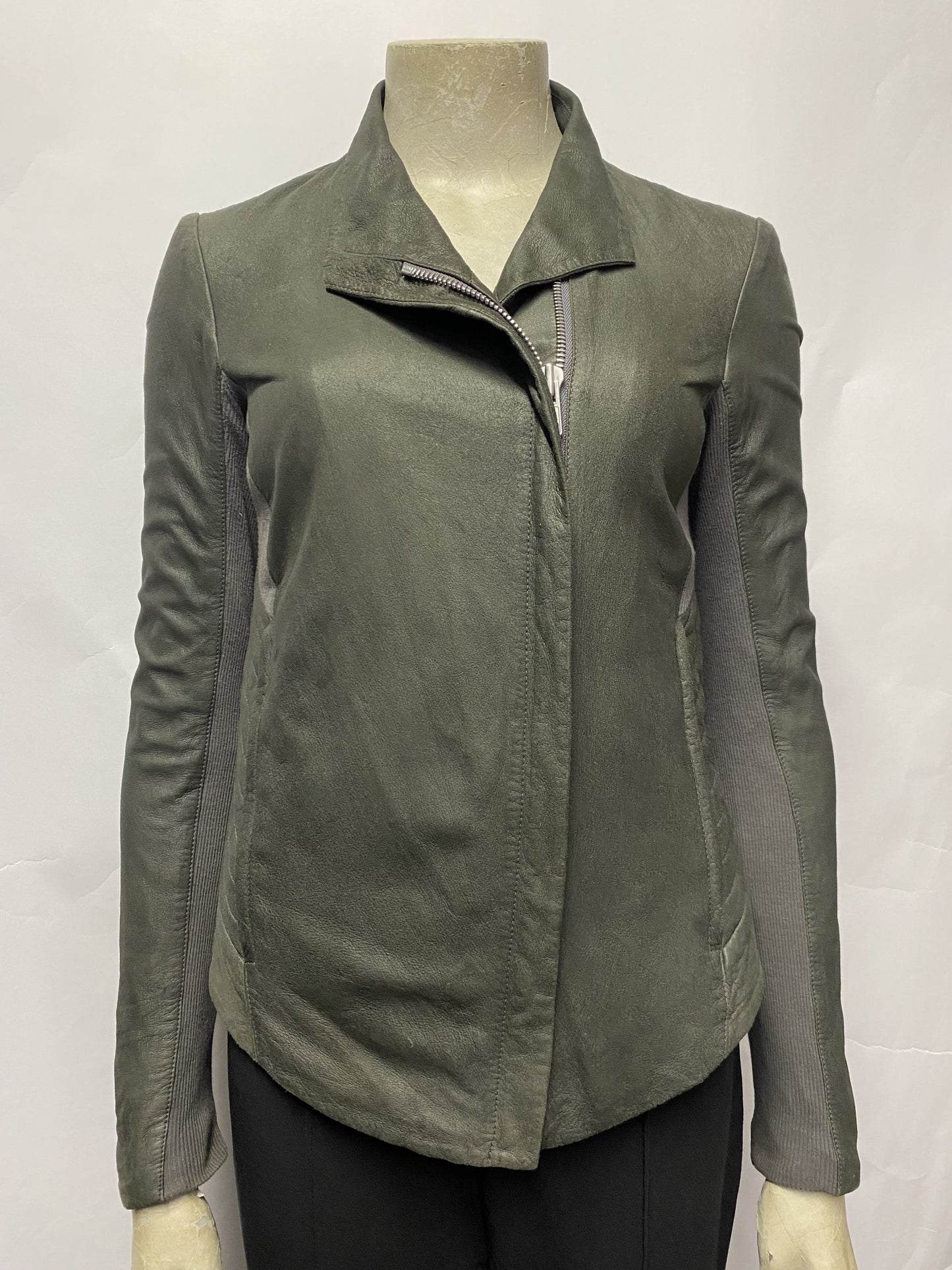 Helmut Lang Grey Leather Biker Jacket Small