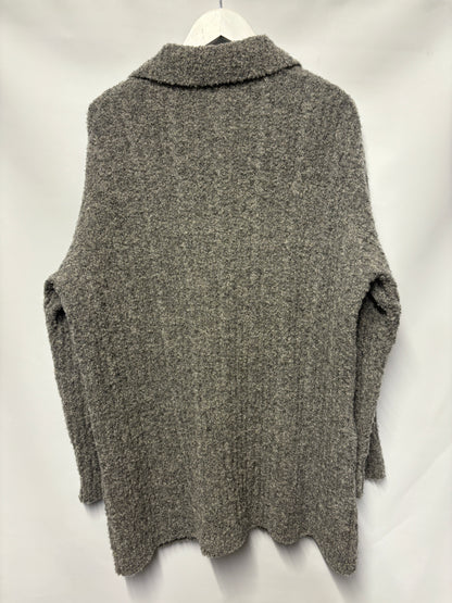 Vintage Busnel Grey Thick Cosy Ribbed Cardigan Medium