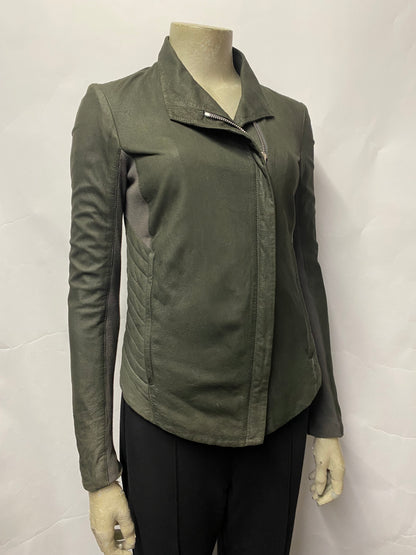 Helmut Lang Grey Leather Biker Jacket Small