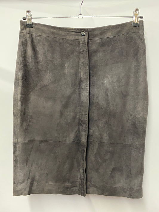 Reiss Dark Grey Suede Leather A-Line Skirt 12