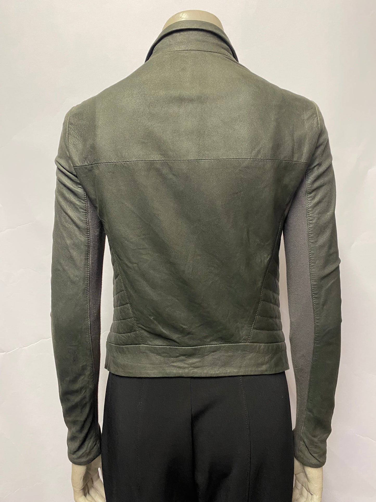 Helmut Lang Grey Leather Biker Jacket Small