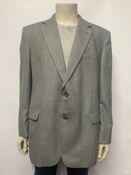 Brooks Brothers Green and Blue Wool Dogtooth Blazer 44R