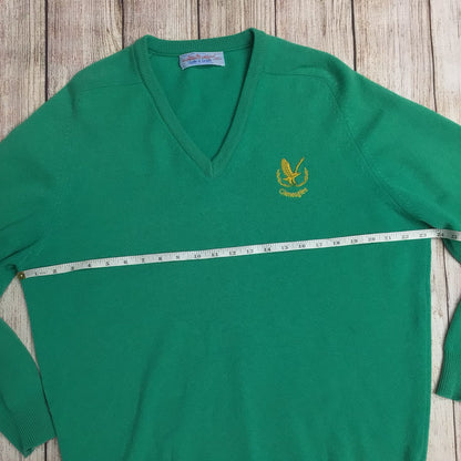 Lyle & Scott Gleneagles Green 100% Wool V Neck Jumper Size Ch 46" (approx.)