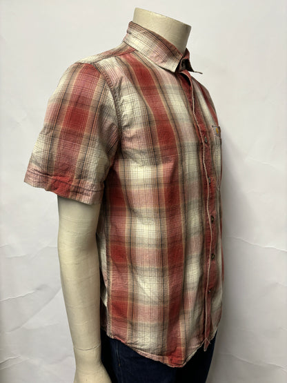 Carhartt Red Cotton Slim Fit Short Sleeve Check Shirt M