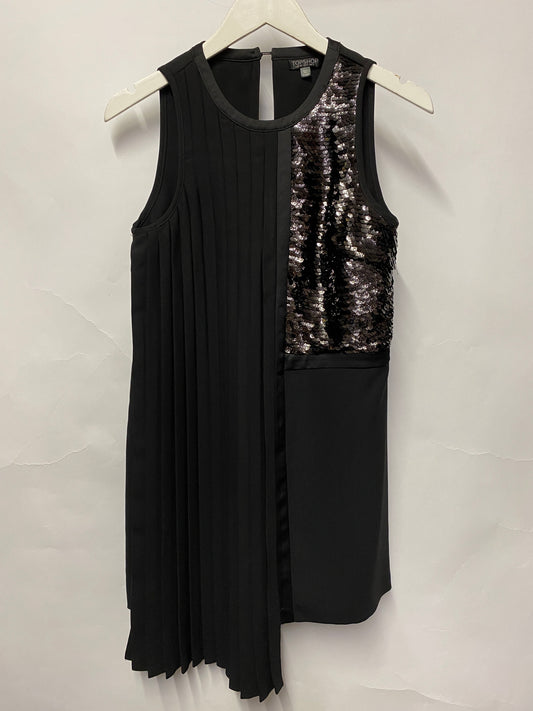 Topshop Black Sequined Panelled Pleat Mini Dress 6