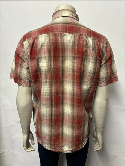 Carhartt Red Cotton Slim Fit Short Sleeve Check Shirt M