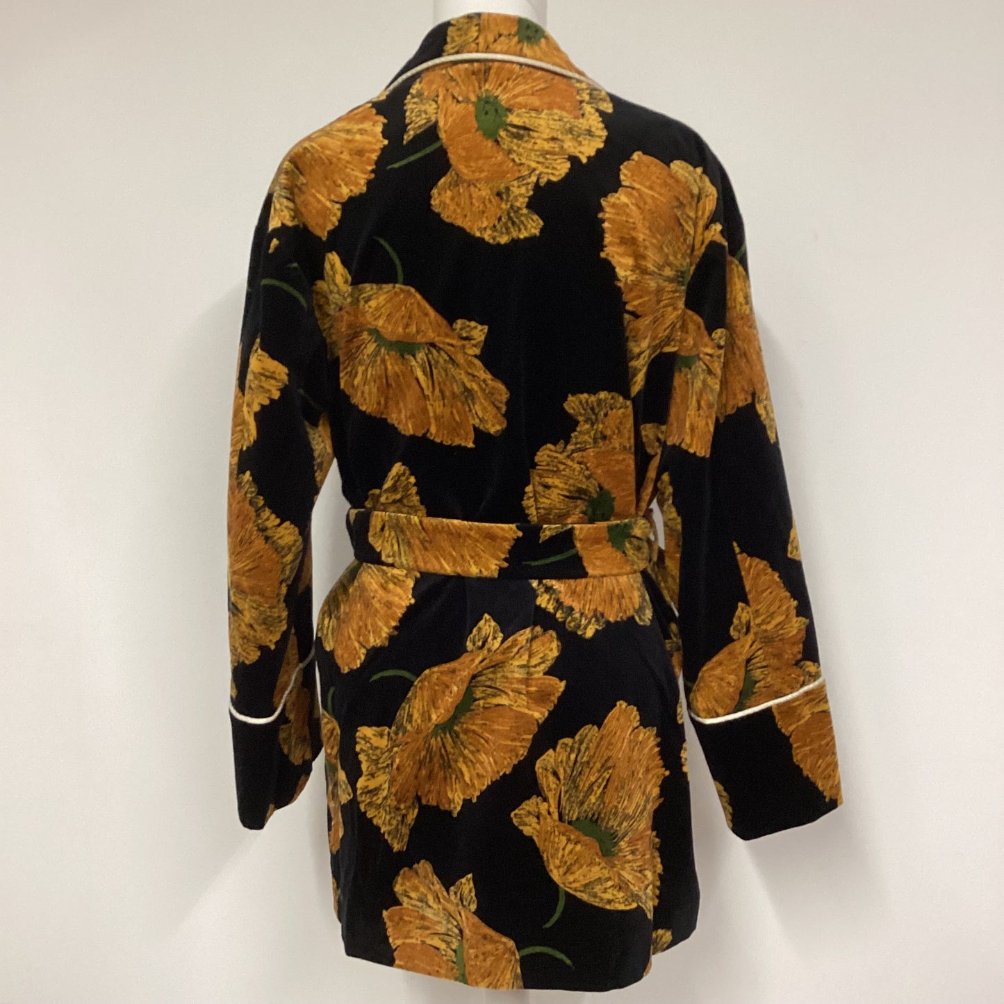 Gucci Black & Yellow Floral Velvet Kimono Style Blazer Jacket Size 42