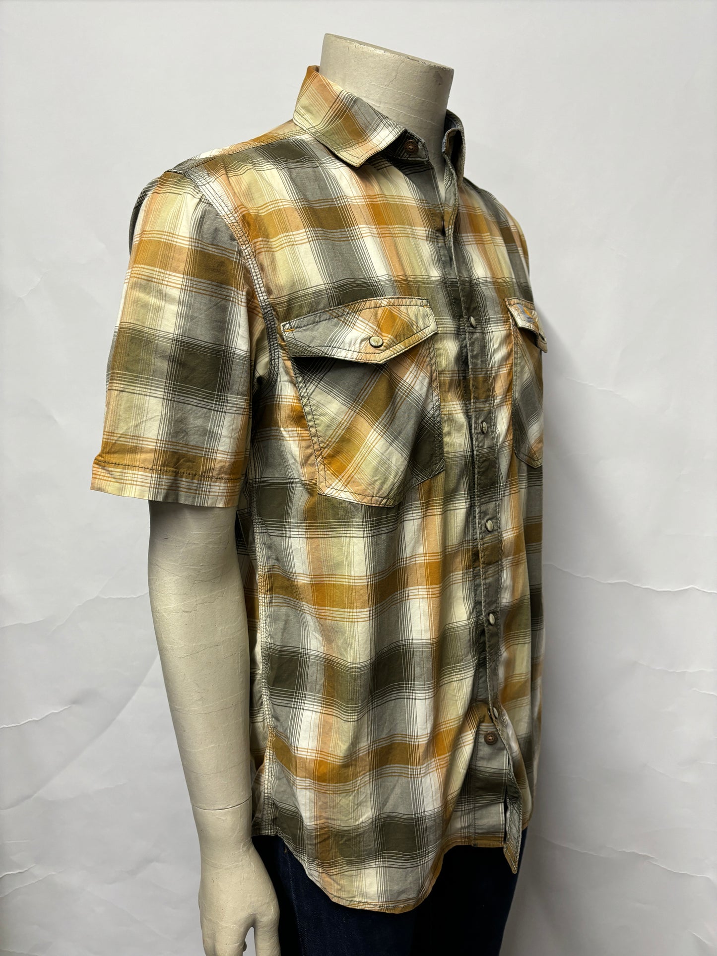 Carhartt Brown Relaxed Fit Snap Short Sleeve Shirt M