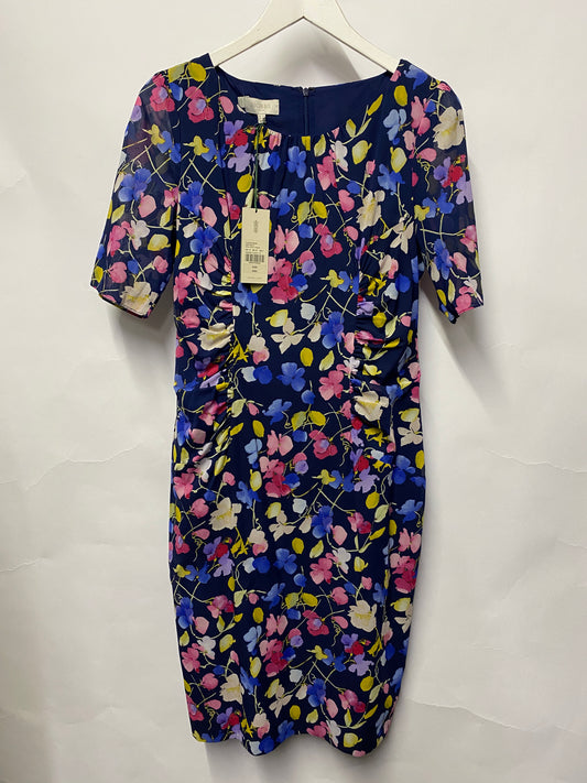 Hobbs Blue Floral Silk Dress 12 BNWT
