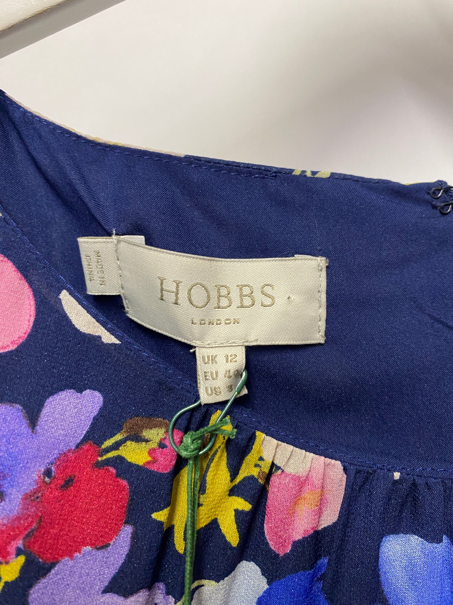 Hobbs Blue Floral Silk Dress 12 BNWT