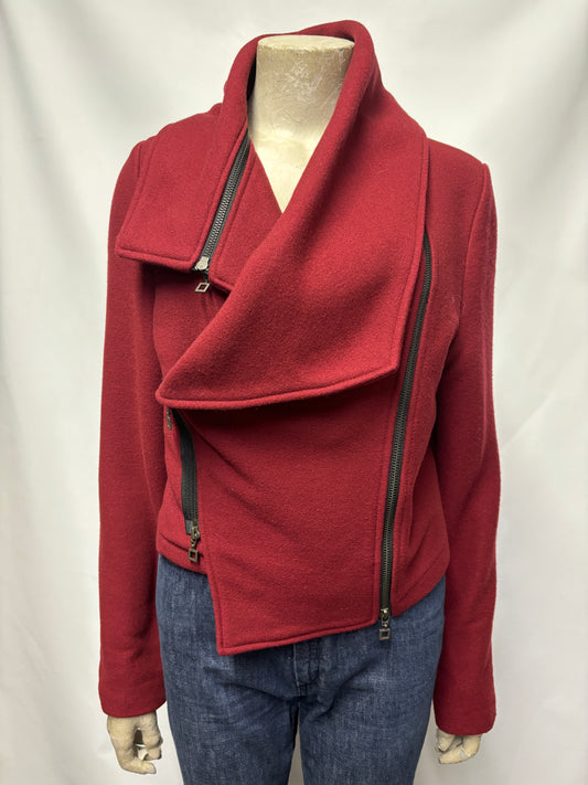 Sarah Pacini Red Asymmetric Double Zip Cropped Jacket Size Small BNWT