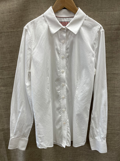 Thomas Pink White Long Sleeve Shirt with Lace Trim Size 8