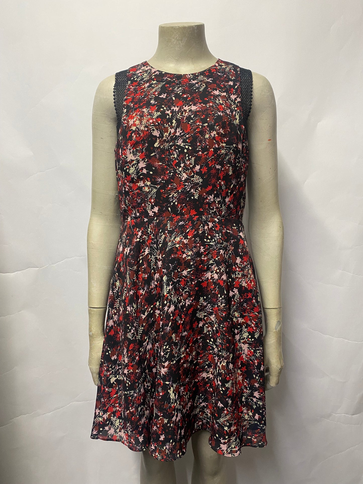 Reiss Red Floral Skater Dress 8