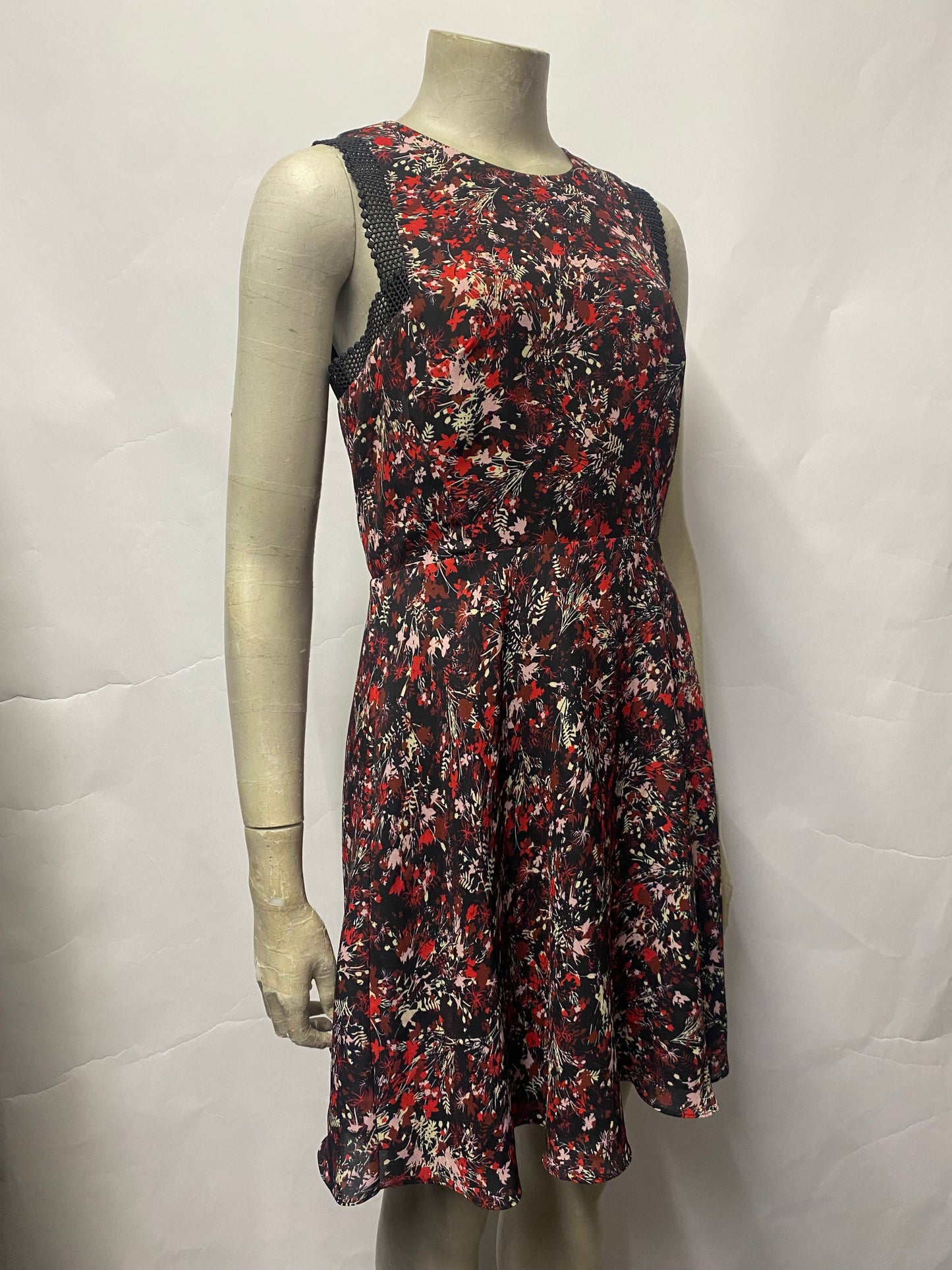 Reiss Red Floral Skater Dress 8