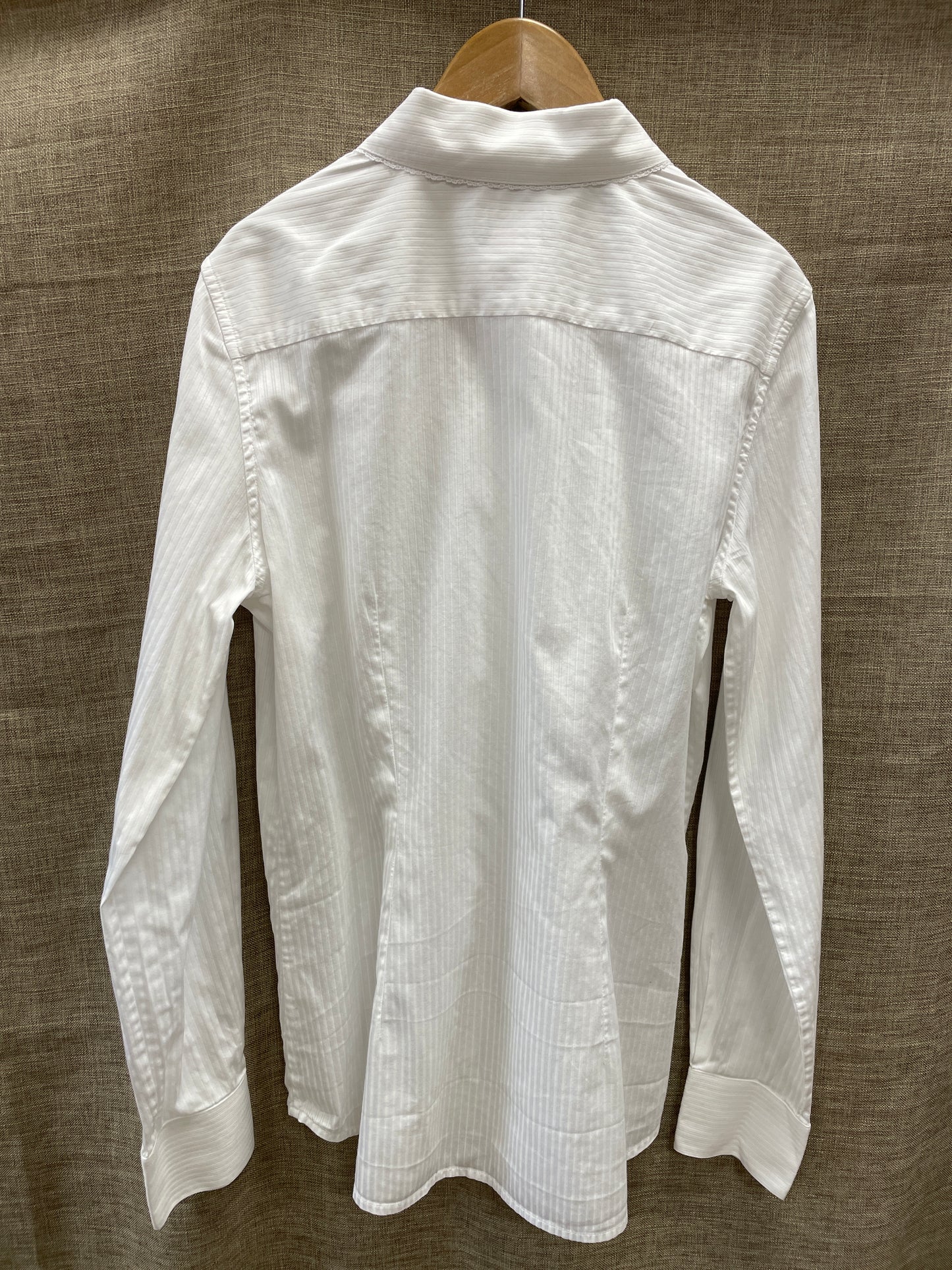 Thomas Pink White Long Sleeve Shirt with Lace Trim Size 8