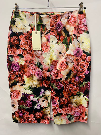 Laura Ashley Pink Floral Fitted Skirt 10 BNWT