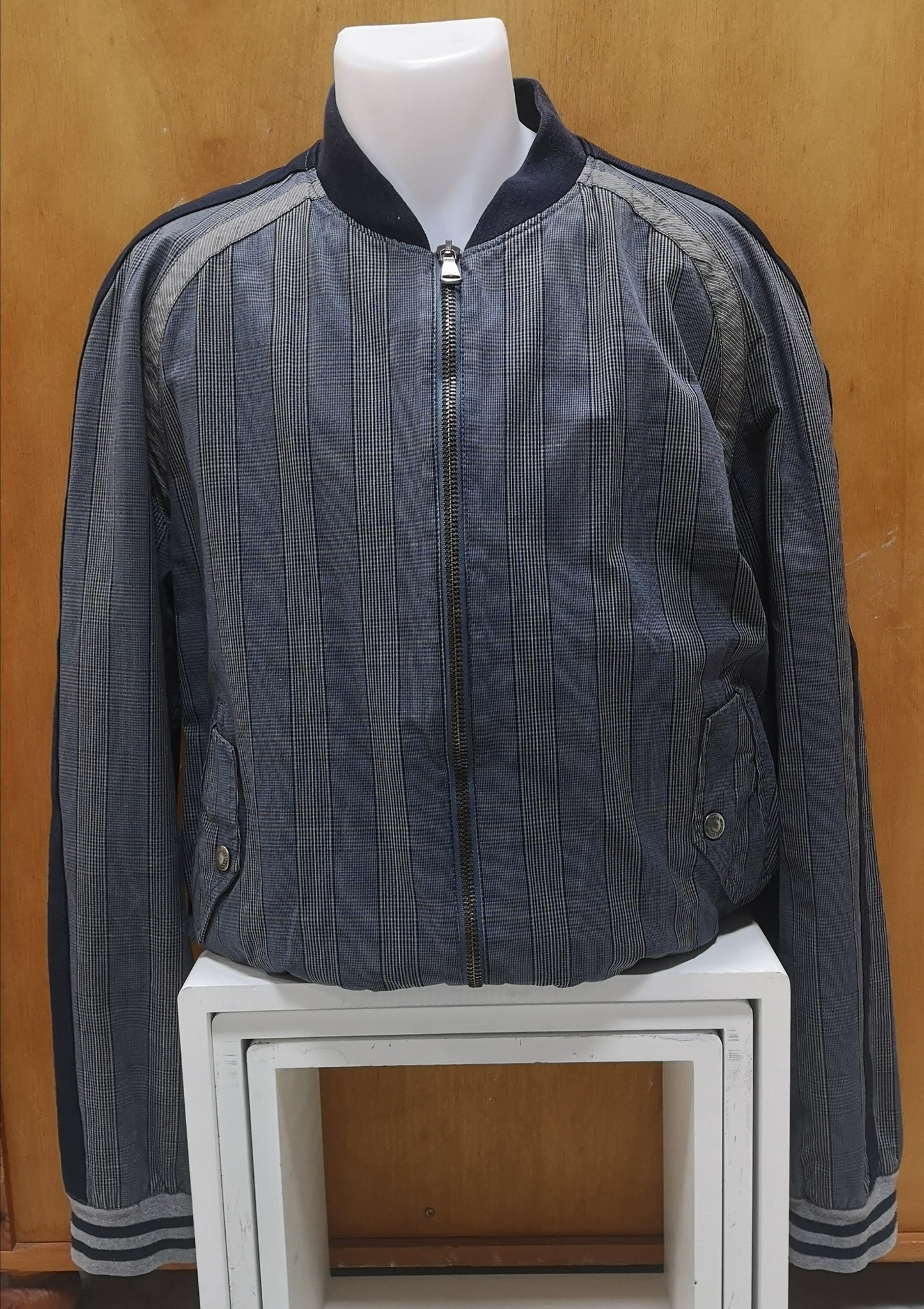 Dolce & Gabbana Basic Sport Black/Blue/Grey Polyester Men's Bomber Jacket Size M