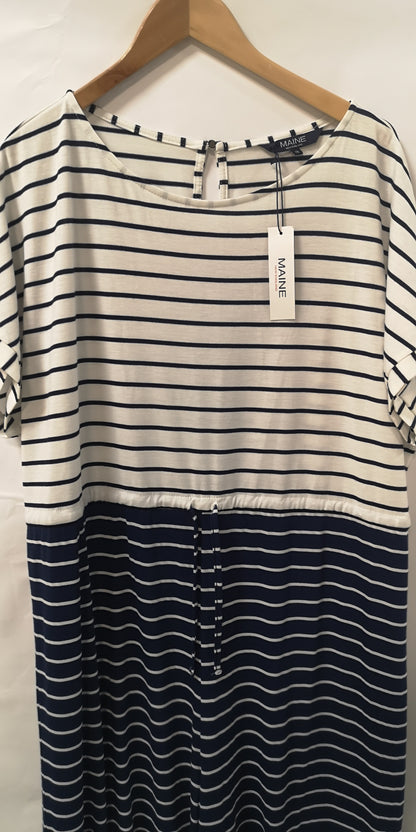 Maine Mixed Stripe Tie Waist Jersey T-Shirt Culotte Jumpsuit Women's Size 18 BNWT