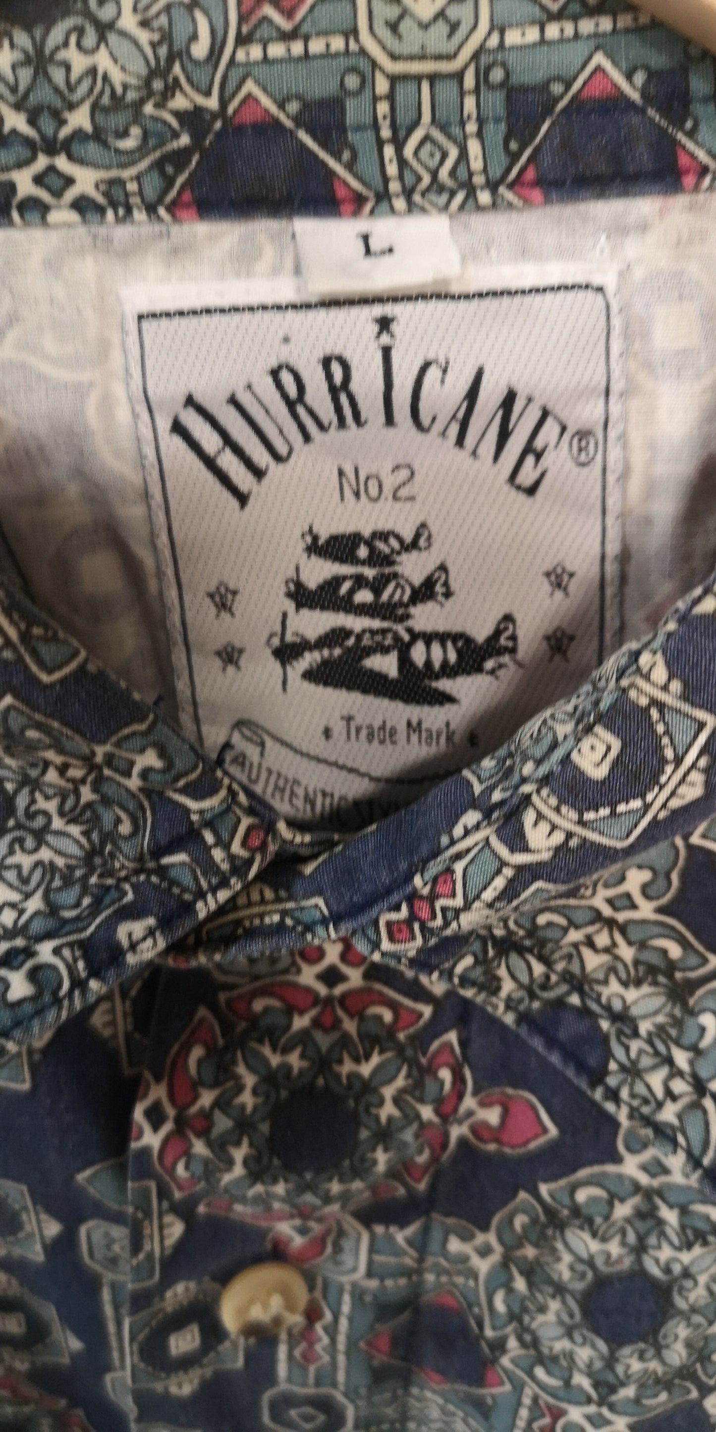 Vintage Hurricane Crazy Pattern Thick Shirt Size L